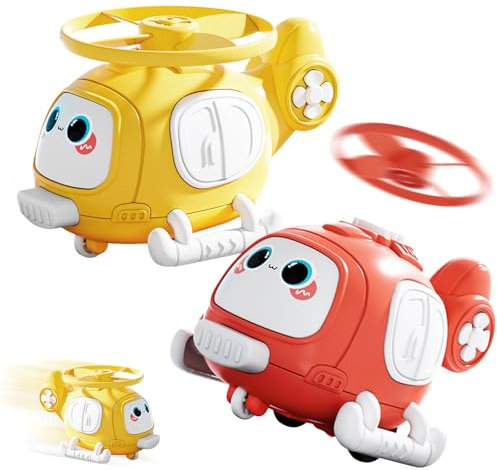 Elicottero giocattolo per bambini, 2 pezzi, gioco di elica, giocattolo da giardino per bambini, gioco volante, lanciatore, elicottero, elica, giocattolo per attività all'aperto, per ragazze e ragazzi