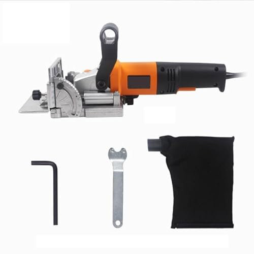 Fresatrice per Tasselli Piatti, Mortasatrice per Legno, Fresatrice per Giunti a Biscotto, Profondità Regolabile 0–18 mm, Set di Biscottatrice Include Chiave a Brugola e Sacchetto Antipolvere