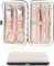 7 Piece Manicure Set, Nail Clipper Set, Manicure Pedicure Kit Stainless Steel Eyebrow Scissors, Tweezers, Nail File, Cuticle Pusher, Nail Clippers in Pink PU Leather Case - Travel Kit & Home Use