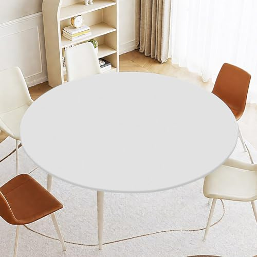 Tischdecke Abwaschbar Rund 110cm, Elastisch Tischdecke, Garten tischdecke mit Gummizug, Outdoor 3D-Druck Tischdecken Ideal für 90cm-110cm (Beige)