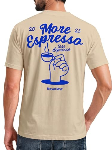 Neverless® Herren T-Shirt Backprint More Espresso Kaffeeliebhaber Grafikshirt Sommer Männer Fashion Streetstyle Baumwolle
