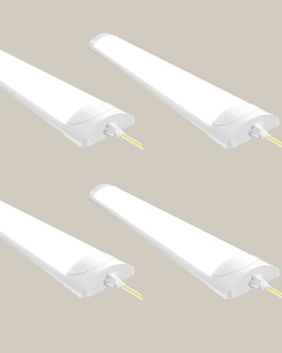 Worshow 4 Stück Verbindbar LED Feuchtraumleuchte 90cm, 30W 3600LM Ultrahelle Werkstattlampe, 4500K Neutralweiß Kellerlampe, IP54 Wasserdicht Wannenleuchte fur Büro Garage Küche Wohnzimmer