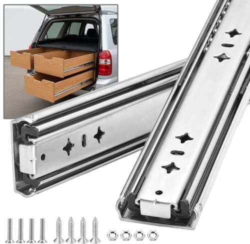 Heavy Duty Drawer Runners, 700mm Drawer Slides Full Extension Ball Bearing Rails Track Guide Glides Side Mount Max Load 130kg 1pair for Good Shelf, Van, Truck, RV, Camping