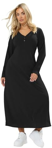 Yours Curve Floral Ribbed Henley Midi Dress - Women's - Plus Size Curve