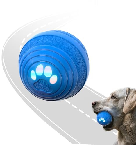 Songsier Interaktiver Hundeball Hundespielzeug Intelligenz mit Automatischer Rollfunktion der Hundeball ist aus Naturkautschuk mit LED Licht und Schnell Aufladbar