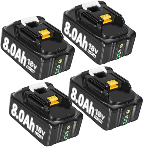 4 Stück Ersatzakku für makita akku 18v 8Ah Ersatzakku für Makita akku BL1860B BL1850B BL1830 BL1860 BL1860B BL1820 BL1815 BL1860 (8.0-4-1)