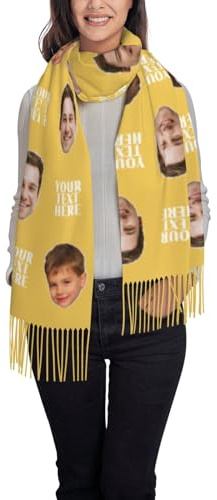 ZYHJJ Personalisierte Schals mit Foto Text,Kaschmir Schals für Damen und Herren, Weiche Warme Winter und Herbstschals,für die tägliche Reise, Weihnachten, Hochzeit, Geburtstag, Geschenke für Braut