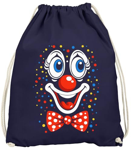 MoonWorks® Turnbeutel - Clownsgesicht - Fasching Karneval Gadgets Spruch lustig Faschingsartikel Accessoires Tasche Gymbag Navy unisize