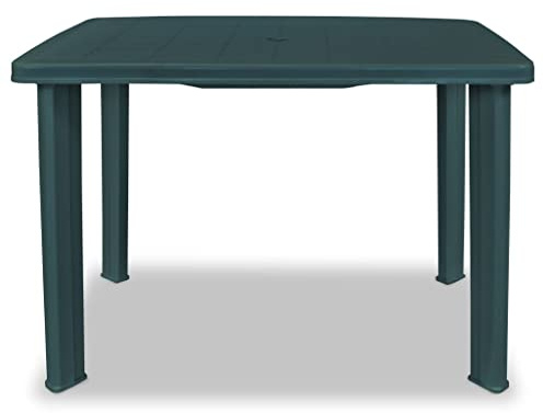 pokgdf Leichter und pflegeleichter Gartentisch aus Kunststoff Grün, Einfach aufzubauender Outdoor Tisch für Terrasse Garten und Campingplatz mit praktischem Schirmloch