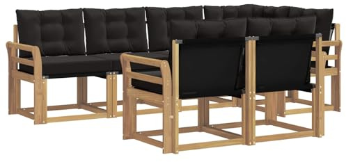 vidaXL Outdoor-Sofagarnitur mit Kissen 7 pcs Weiß und Schwarz, Moderner Outdoor-Sofa, strapazierfähige Gartenmöbel, Lounge für Terrasse, Komfortables Sitz-Set