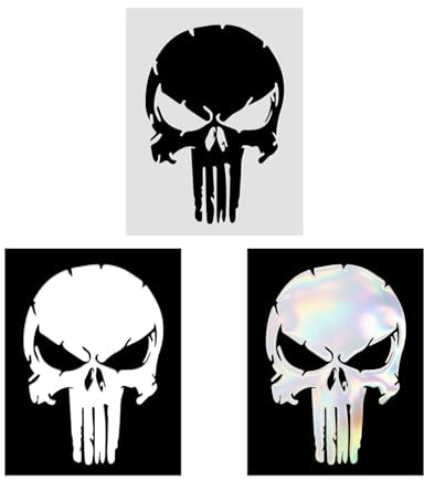 3 Pezzi Adesivi Teschio, Stickers per Auto e Moto, Resistente Acqua e UV, Durevole