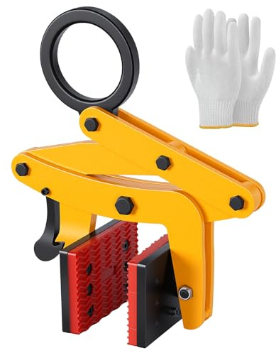 Vertical Stone Lifting Clamp, Non-Slip Granite Slab Lifter with Adjustable Opening, Alloy Steel Construction Clamp with Rubber Pads for Marble, Concrete Blocks