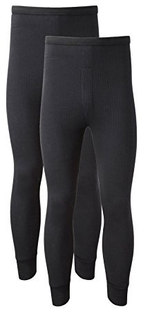 Heatwave® Pack of 2 Men's Thermal Trousers Long Johns Warm Underwear Baselayer Thermals, Small Black