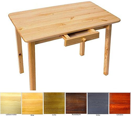 Magnetic Mobel Esstisch mit Schublade Küchentisch Tisch Massiv Kiefer Speisetisch in versch. Größen (50x100, Kiefer Lackiert)