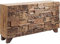 Kare Design Sideboard Shanti Surprise Puzzle Nature, braun, Lowboard, Unikat, 2 Türen, Mango Massivholz, handgeschnitzte Ornamente, 90x160x42cm (H/B/T)