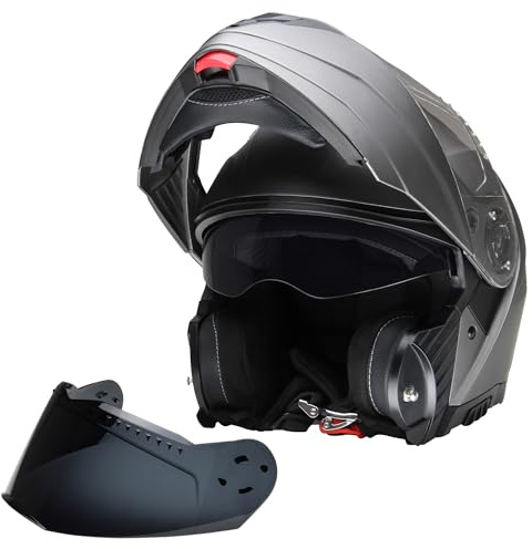 Klapphelm Integralhelm Motorradhelm CMX Prometheus matt grau mit getöntem Ersatzvisier Größe S