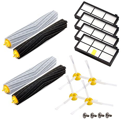 Neutop - Pezzi di ricambio per iRobot Roomba 800 900 Serie 860 870 877 880 890 891 895 960 980 985 801 805 accessori con 2 estrattori a rulli, 4 filtri Hepa 4 viti
