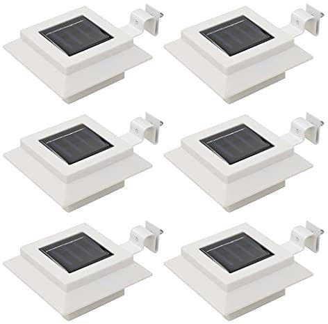 vidaXL 6x Solarleuchte LED Quadrat 12cm Weiß Solarlampe Dachrinnen Außenlampe