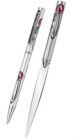 Stift- und Brieföffner-Set mit Mackintosh Rose & Leaf Design, in Geschenkbox