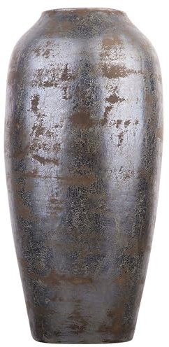 Beliani Klassische Dekovase Retro Stil Terracotta Antik- Optik dunkelgrau Lorca