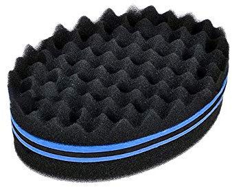 Curly Twist Haar Schwamm Große Löcher Doppelseitiges Kamm Welle Bürsten Dreads Locking Afro Curling Coil-Sorgfalt-Werkzeug Bonus Haar (Blau)