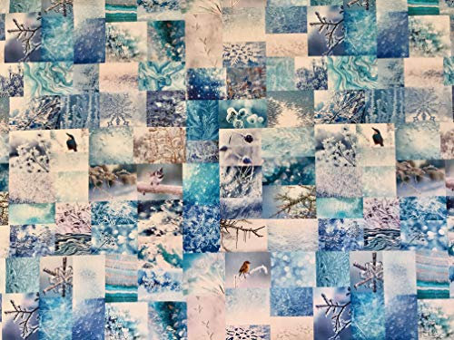 Stoffeldorado - Meterware Dekostoff, Digital-Druck Ice Vogel Winter, 140 cm Breit