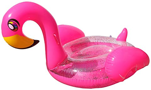 BLUE SKY - Bouée Géante Flamant Rose - Gonflable - 069793 - Rose - Plastique - 175 cm x 103 cm - Jeu de Plein Air - Piscine - Chevauchable - avec Poignet - XXL - À Partir de 14 Ans