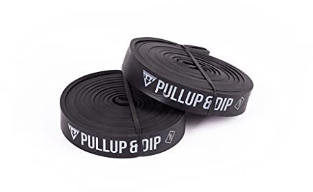 PULLUP & DIP Fitnessbänder 2er Set in versch. Stärken für FREESIXD, Calisthenics, Mobility und Krafttraining. Widerstandsbänder Trainingsbänder inkl. Übungsguide (2er Set Schwarz (bis 35kg Widerstand)