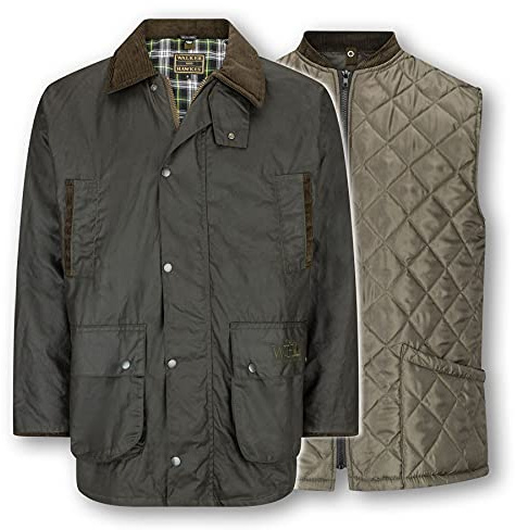 WALKER AND HAWKES Greendale 3-1 - Herren Jacke - 100% gewachste Baumwolle - wattiert