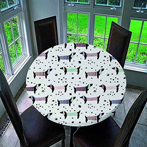 Tischdecke Rund Polyester, 3D Hund Schildkröte Hai Ozean Tier Tischdecke Pflegeleicht Fleckschutz Abwaschbar Outdoor Garten Deko, Gingham Christmas Tablecloth (Mehrfarbig 4, Durchmesser 90CM)