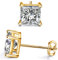 Boucles D'oreilles à Tige Carrées en Argent Sterling 925 Avec Oxyde de Zirconium Taille Princesse Pour Femmes, Hommes et Filles Avec Plaqué or 18 carats (4mm (1,6 carats/paire), Or Jaune)