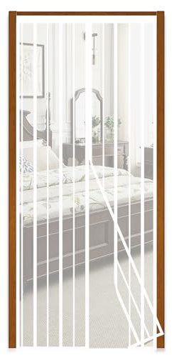 Sekey Cortina Magnética de Puerta a Prueba de Mosquito para Puertas de Madera, Puertas de Hierro, Puertas Metálicas, Puertas del Balcón, Puertas de RV, Cierre Magnético Automático, 80x210 cm, Blanco