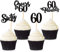 Blumomon Black Glitter 60th Birthday Cupcake Toppers Happy Birthday 60 Fabulous Cupcake Toppers Happy 60th Cake Decorations for 60th Birthday Happy 60th Theme Party Supplies