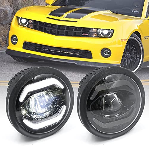 Nslumo LED-Nebelscheinwerfer für Nebelscheinwerfer 2010 2011 2012 2013 Chevy Camaro Rauchlinse weiße LED-Halo-Ring Tagfahrlicht, Nebelscheinwerfer 2 Stück