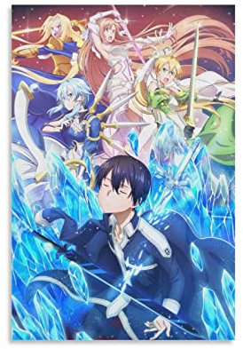 Sword Art Online Kirito Anime Charakter Leinwand-Kunst-Poster und Wandkunst, modernes Familien-Schlafzimmer-Dekor-Poster, 30 x 45 cm
