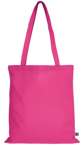 TEXXILLA 10er | 100er | 250er Pack Fairtrade Baumwolltasche - 14 Farben | mit Zwei Langen Henkeln | 38x42cm | Jutebeutel | Einkaufstasche | unbedruckt, Farbe:pink, Menge:10