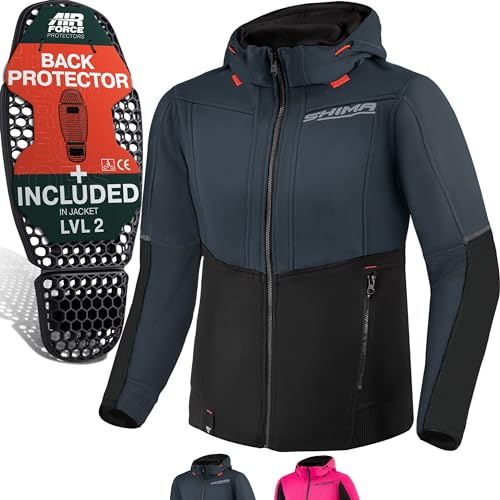 SHIMA DAYBREAKER LADY Motorrad-Kapuzenjacke für Frauen Damen - FiberQL - Aramid und Kühlschicht, Rücken-, Schulter-, Ellbogenprotektoren, Reißverschluss und Schnappverschluss (Grau, L)