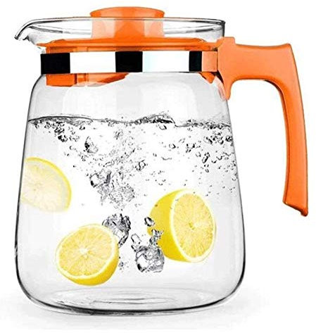 Teteras de vidrio Tetera de vidrio Hervidor Botella de agua fría de vidrio de alta temperatura Tetera de gran capacidad Botella de agua fría Teteras Teteras de vidrio plato de condimento ( Color : Ora