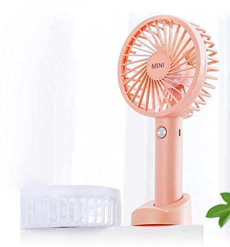 Mini Handheld Fan, Desk Fan with Base, Cute Design 3 Speed Personal Small Portable Fan, Lightweight Travel Fan Makeup Rechargeable USB Fan for Stylish Girl Women Men Indoor Outdoor