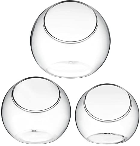 PATKAW Béquille Cache-Pot Aérien Vases Bol en Verre 3 Pièces Bocal À Poisson en Verre Vase en Verre Rond Récipient De Terrarium Bol À Bulles Vase en Verre Conteneur De Terrarium