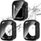 Kawoco 2 fundas impermeables para Apple Watch Serie 9/8/7 de 41 mm con protector de pantalla de vidrio templado, 360° para PC 2 en 1, carcasa delantera y trasera para iWatch de 41 mm, color negro y