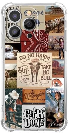 malegaon Western Cow Case for iPhone 13 Pro Max,Cowboy Cowgirl Cattle Collage Phone Case,Soft TPU Bumper Case for iPhone 13 Pro Max