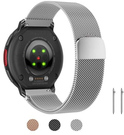 ZoRoll Armband Kompatibel Mit Polar Vantage M3/V3, Edelstahl Ersatzarmband Mesh Metall Uhrenarmband, Magnetisch Verstellbar - Silber