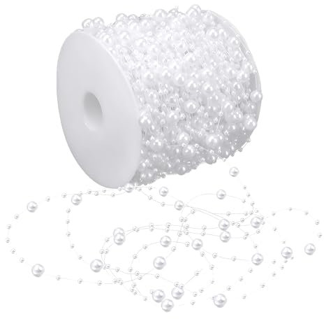 30 M Perlengirlande, Perlenband, Perlenschnur, Angelschnur Perlengirlande, Perlenkettengirlande, Perlenkette, für Weihnachtsbaumdekoration, Haarschmuck, Hochzeit, Party