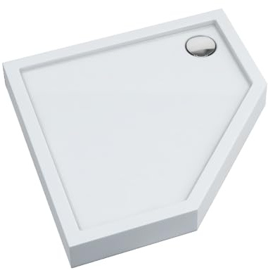 AQUABAD Duschwanne/Duschtasse | Ultima mit LeakProtect Technologie Smooth White 80x80cm Fünfeck