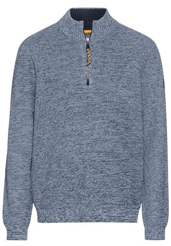 camel active Herren Stricktroyer aus Baumwollmix Denim Blau, Menswear-L