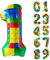 CYMYLAR 32 Zoll Baustein-Zahlenballon, bunte Zahlenblock-Folienballons, Heliumballon-Zahlen für Geburtstag, Ziegel-Mottoparty-Dekorationen (Nummer 8)