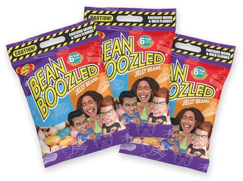 Jelly Belly Beans Boozled 3 x Nachfüll-Set der 6. Generation, 3x 54g Bags - eklige Geschmacksduelle wie Tutti-Frutti/Stinkende Socken, ideal für Partys & Spieleabende