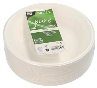 50 Schalen, Zuckerrohr pure 680 ml Ø 19 cm · 4 cm weiss