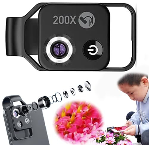XIANGSHI Nano Zoom 200x for iPhone, Nanozoom 200x Magnification Zoom,Nanozoom 200x for iPhone,Nanozoom,Nano Zoom,Nano Zoom for Phone,Nano Camera Smartphone Clip (Black)